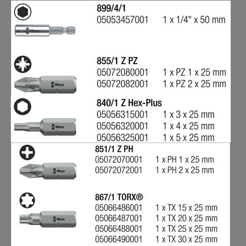 Wera Bit-Check 12 Metal 1 Bits Seti 05057424001