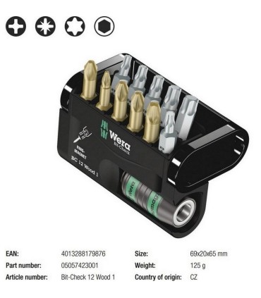 Wera Bit-Check 12 Mobilya 1 Bits Seti 05057423001