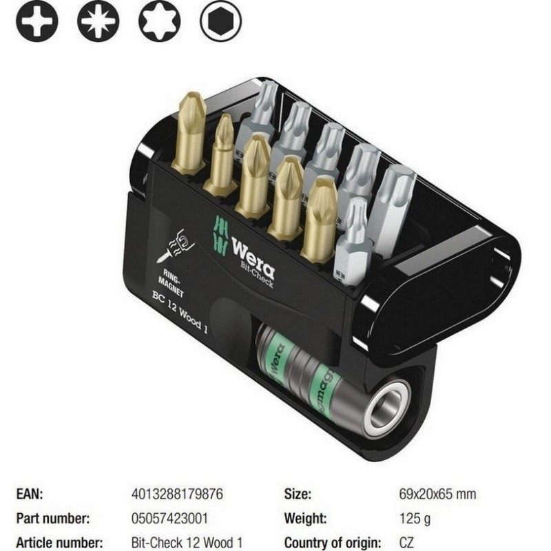 Wera Bit-Check 12 Mobilya 1 Bits Seti 05057423001