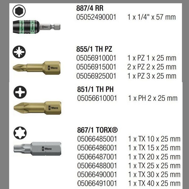Wera Bit-Check 12 Mobilya 1 Bits Seti 05057423001