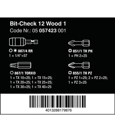 Wera Bit-Check 12 Mobilya 1 Bits Seti 05057423001