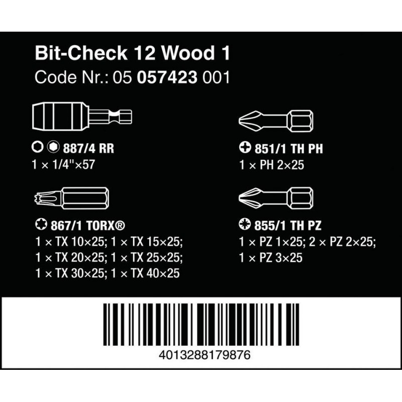 Wera Bit-Check 12 Mobilya 1 Bits Seti 05057423001
