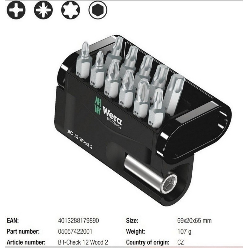Wera Bit-Check 12 Mobilya 2 Bits Seti 05057422001
