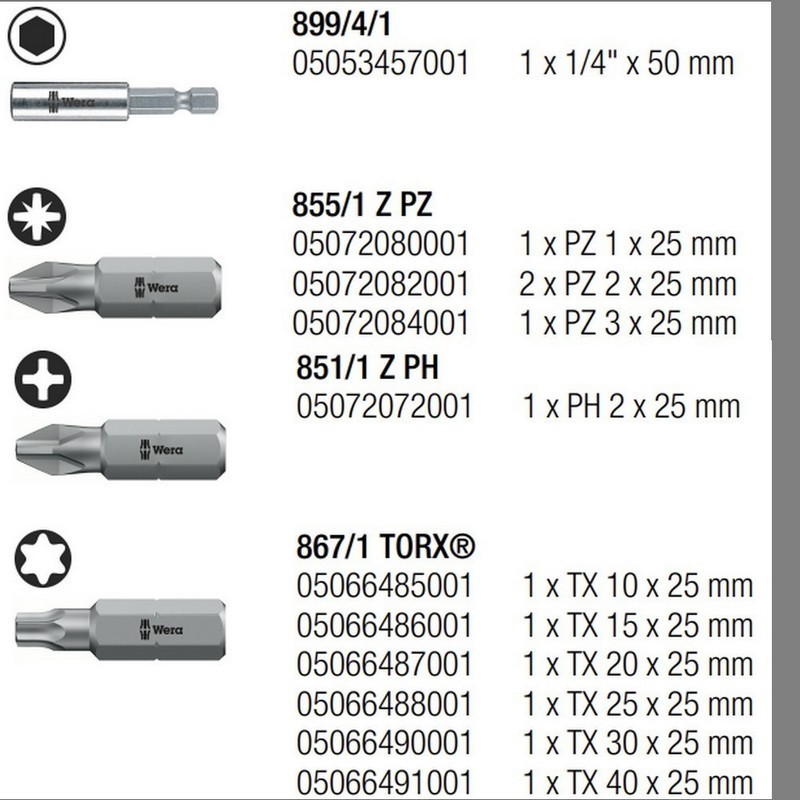 Wera Bit-Check 12 Mobilya 2 Bits Seti 05057422001