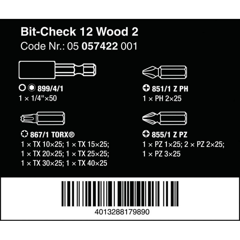 Wera Bit-Check 12 Mobilya 2 Bits Seti 05057422001