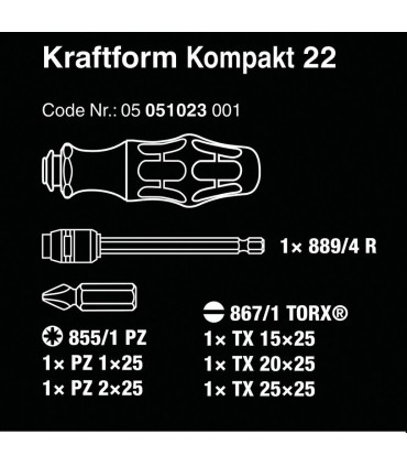 Wera Bit-Check 22 Tornavida Bits Seti 05051023001