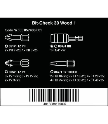 Wera Bit-Check 30 Ahşap 1 Bits Seti 05057433001