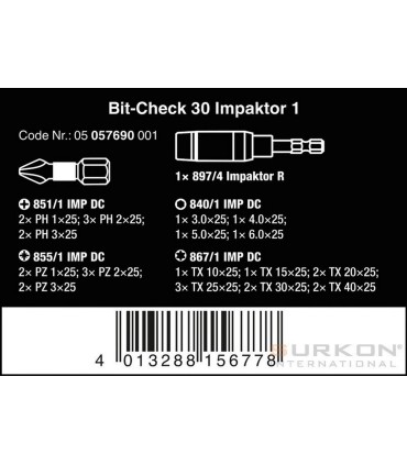 Wera Bit-Check 30 Impaktor bits seti 1 05057690001