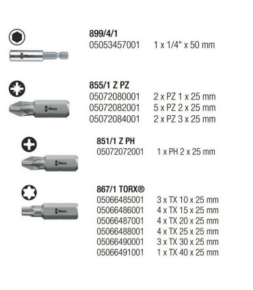 Wera Bit-Check 30 Mobilya 2 Bits Seti 05057432001