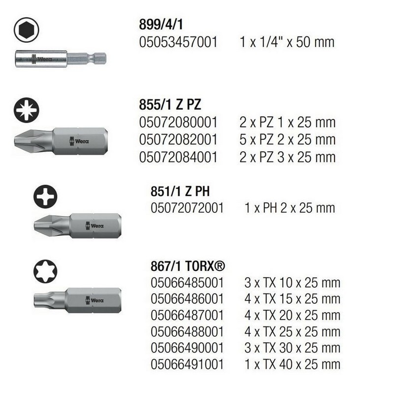 Wera Bit-Check 30 Mobilya 2 Bits Seti 05057432001