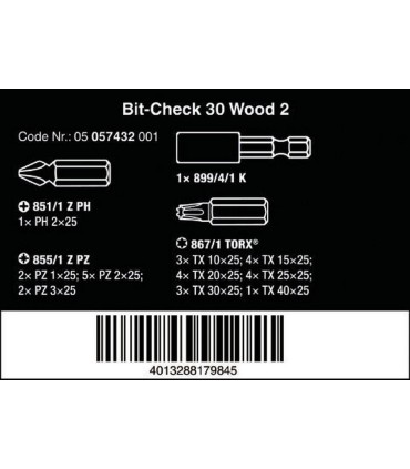 Wera Bit-Check 30 Mobilya 2 Bits Seti 05057432001