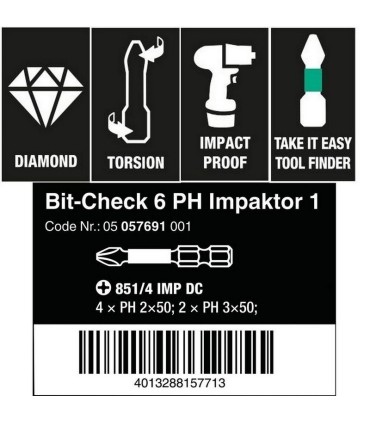 Wera Bit-Check 6 Impaktor Yıldız Bits Seti 1 05057691001