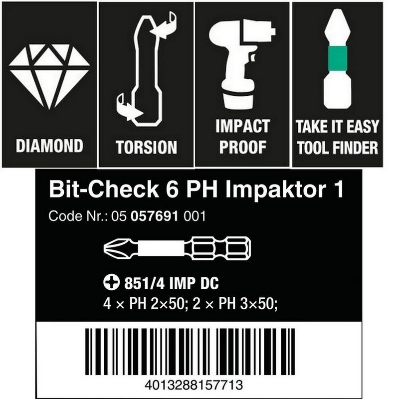 Wera Bit-Check 6 Impaktor Yıldız Bits Seti 1 05057691001