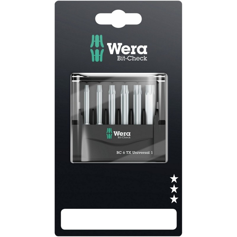 Wera Bit-Check 6 Universal 1 SB Torx Bits Seti 50mm 05073637001