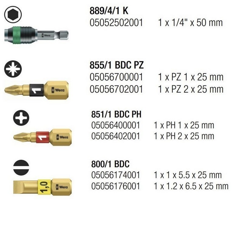 Wera Bit-Check 7 Diamond 1 Bitorsion Bits Seti 05057416001