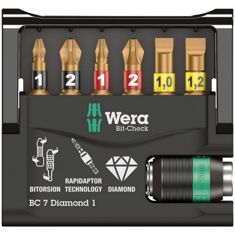 Wera Bit-Check 7 Diamond 1 Bitorsion Bits Seti 05057416001