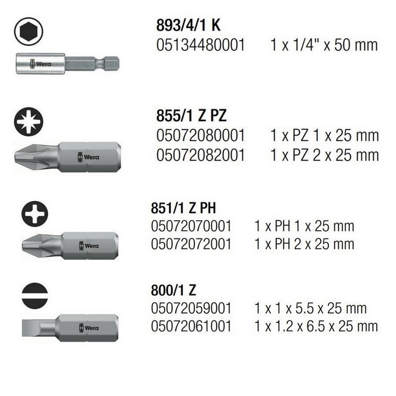 Wera Bit-Check 7 Universal 1 Bits Seti 05056295001