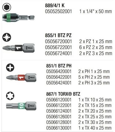 Wera Bits Seti Bitorsion 1 Bit-Check 30 05057430001