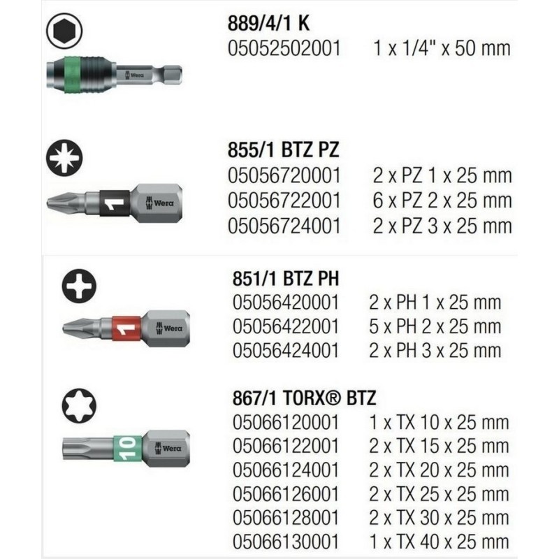 Wera Bits Seti Bitorsion 1 Bit-Check 30 05057430001