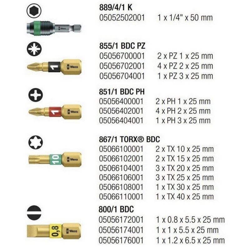 Wera Bits Seti Elmas 1 Bit-Check 30 05057431001