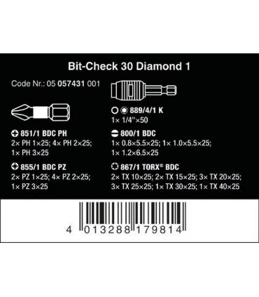 Wera Bits Seti Elmas 1 Bit-Check 30 05057431001