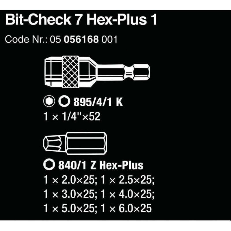 Wera Bit-Check 7 Universal 1 HexPlus Bits Seti 05056168001