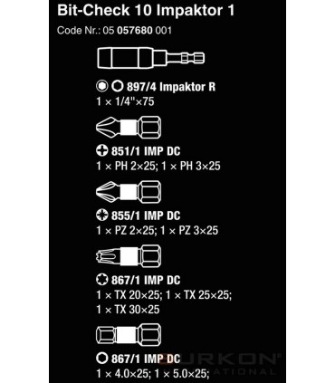 Wera Bit-Check 10 Impaktor 1 Bits Seti 05057680001