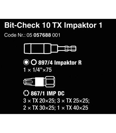 Wera Bit-Check 10 Impaktor Torx Bits Seti 1 05057688001