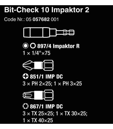 Wera Bit-Check 10 Impaktor Yıldız Torx Bits Seti 2 05057682001
