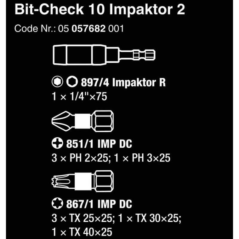 Wera Bit-Check 10 Impaktor Yıldız Torx Bits Seti 2 05057682001