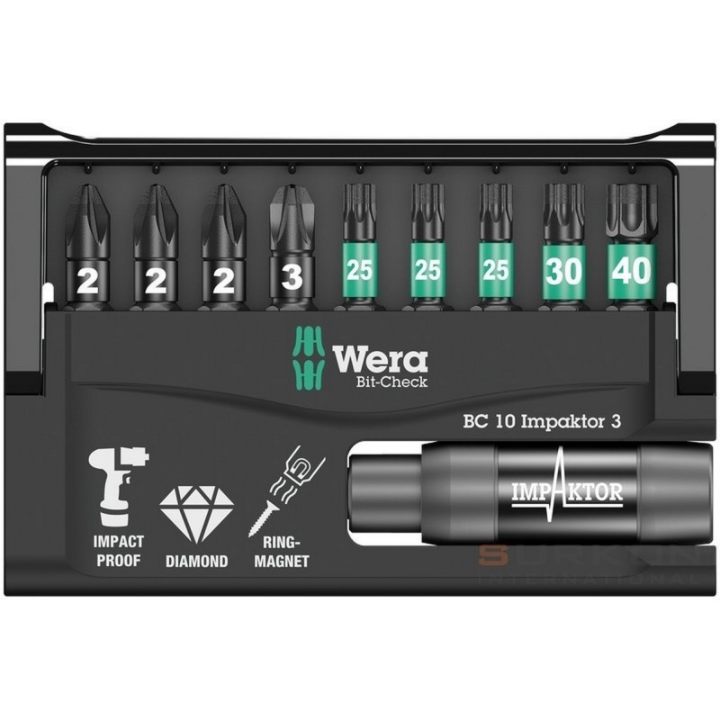 Wera Bit-Check 10 Impaktor Torx Pozidriv Bits Seti 3 05057683001