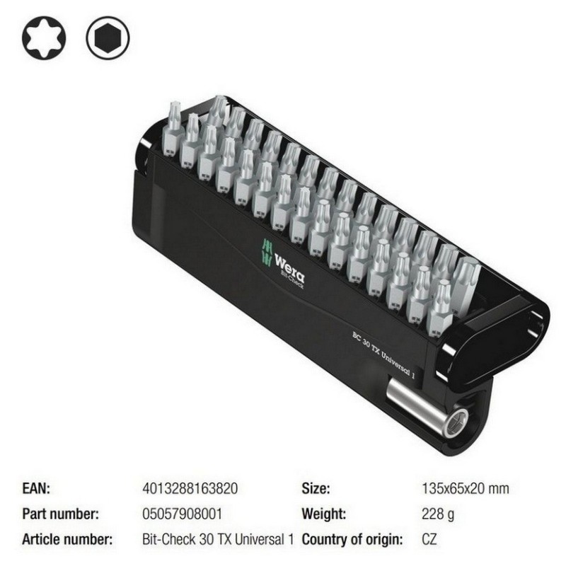 Wera Bit-Safe 30 Torx Bits Seti Universal 1 05057908001