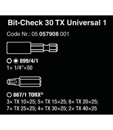 Wera Bit-Safe 30 Torx Bits Seti Universal 1 05057908001