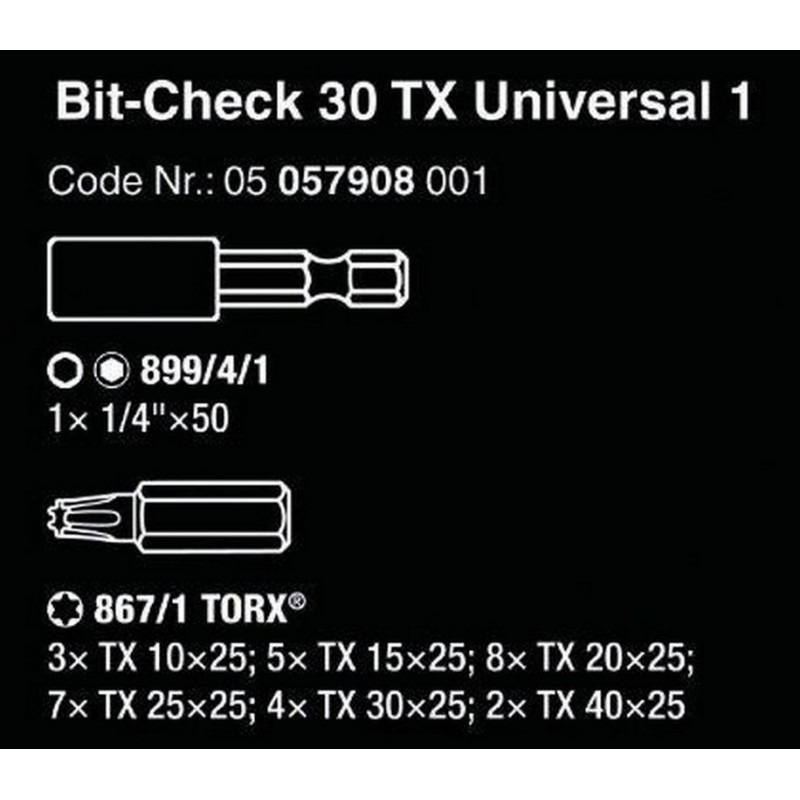 Wera Bit-Safe 30 Torx Bits Seti Universal 1 05057908001