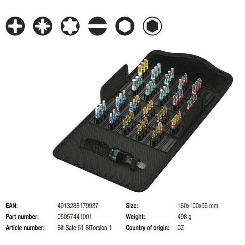 Wera Bit-Safe 61 Bitorsion Bits Seti 05057441001