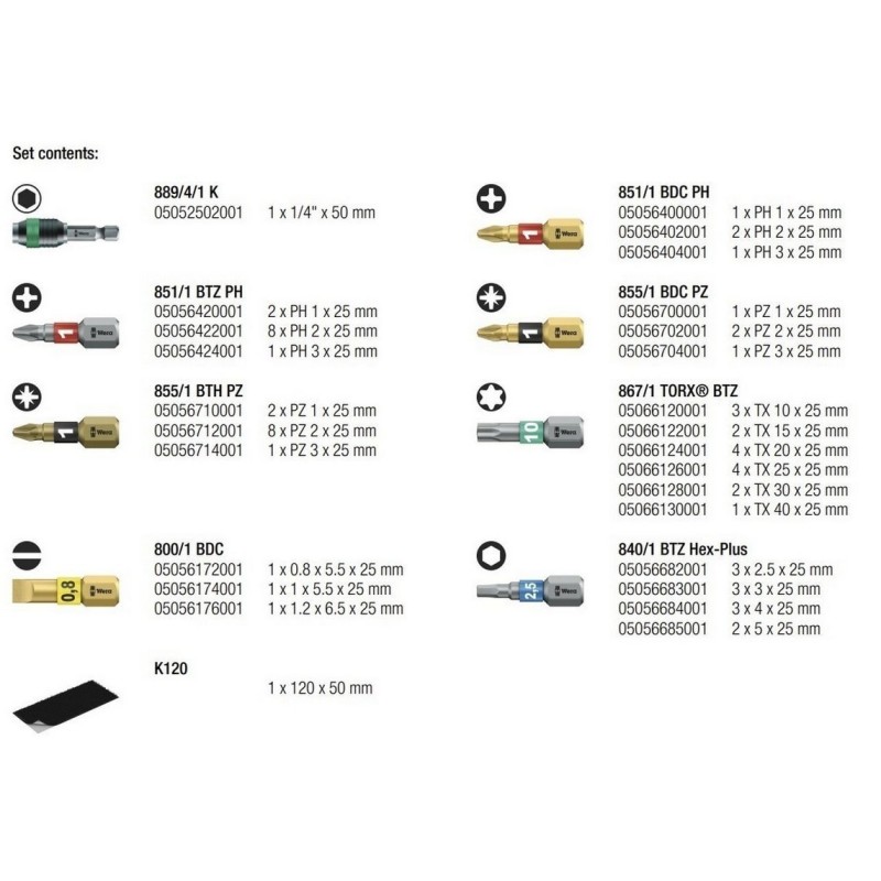 Wera Bit-Safe 61 Bitorsion Bits Seti 05057441001