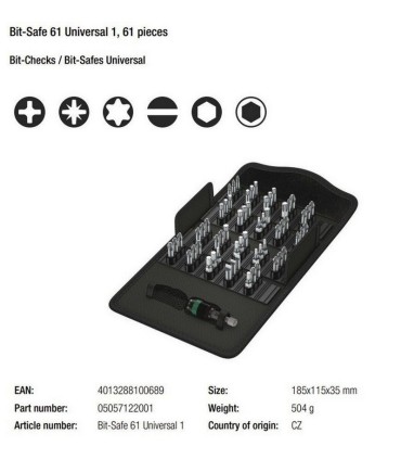 Wera Bit-Safe 61 Universal 1 Bits Seti 05057122001