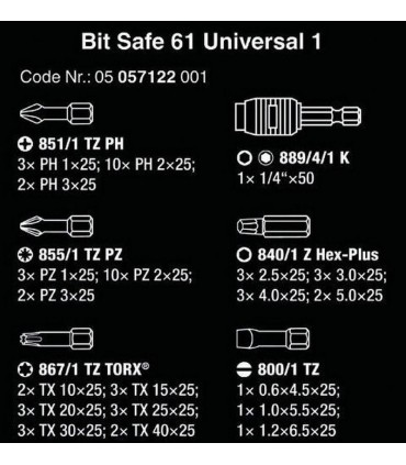 Wera Bit-Safe 61 Universal 1 Bits Seti 05057122001