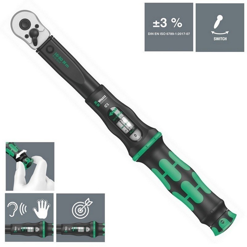 Wera Click-Torque C1 Tork Anahtarı 10-50Nm Cırcır 1/2" 05075620001