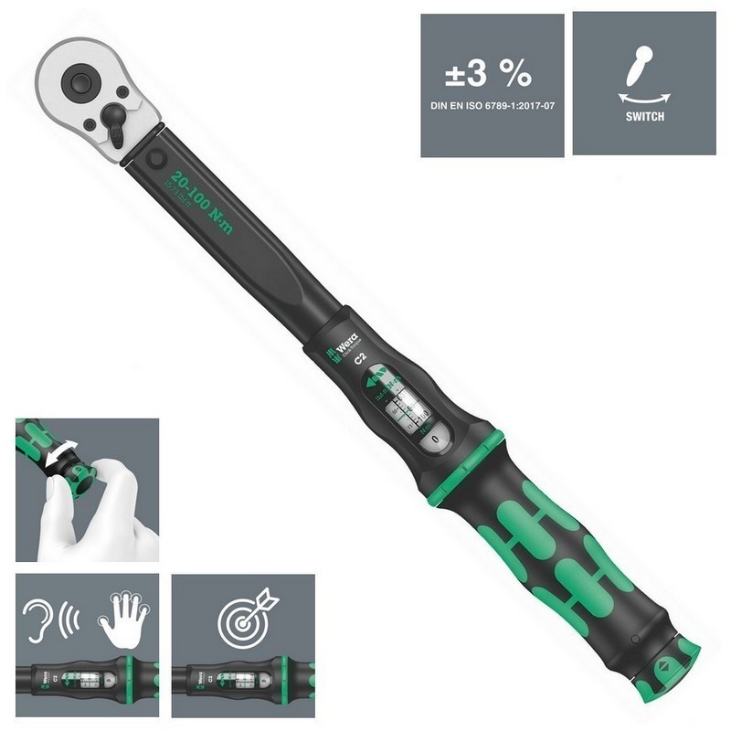 Wera Click-Torque C2 Tork Anahtarı 20-100Nm Cırcır 1/2" 05075621001