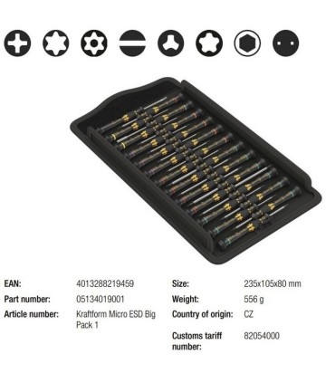 Wera Big Pack 1 ESD Elektronikçi Mikro Tornavida Seti 25P 05134019001