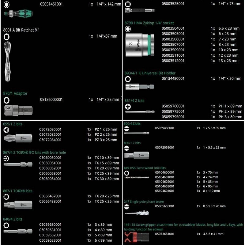 Wera H1 Ağaç İşleri Alet Seti Kraftform Kompakt 05135939001