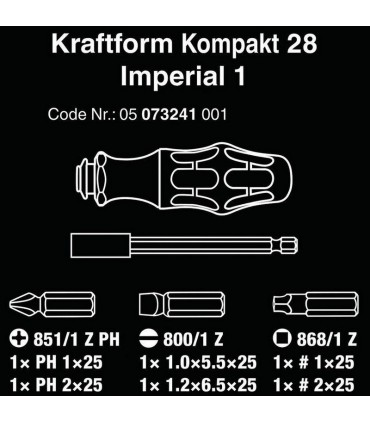 Wera KF Kompakt 28 Imperial 1 Tornavidalı Bits Seti 05073241001