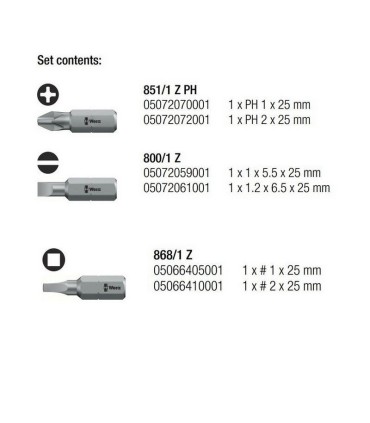 Wera KF Kompakt Stubby RA4 Tornavida Bits Seti 05008886001