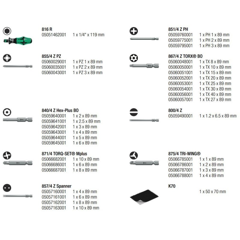 Wera Kraftform Kompakt 62 Tornavida Bits Seti 05059297001