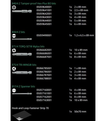 Wera Kraftform Kompakt 62 Tornavida Bits Seti 05059297001