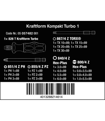 Wera Kraftform Kompakt Turbo Tornavida Bits Seti 05057482001
