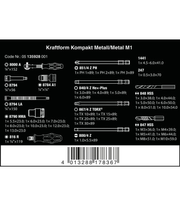 Wera M1 Tamir Seti Kraftform Kompakt 05135928001