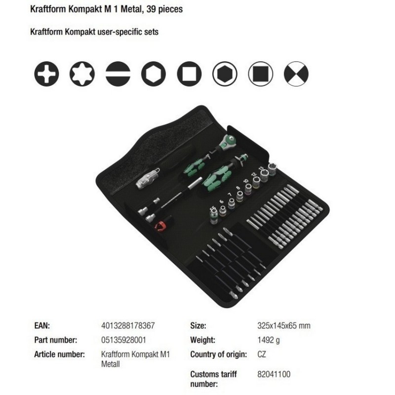 Wera M1 Tamir Seti Kraftform Kompakt 05135928001