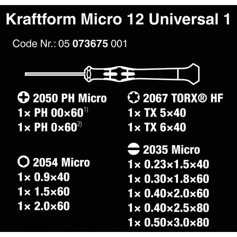 Wera Mikro 12 Tornavida Seti Universal 1 05073675001